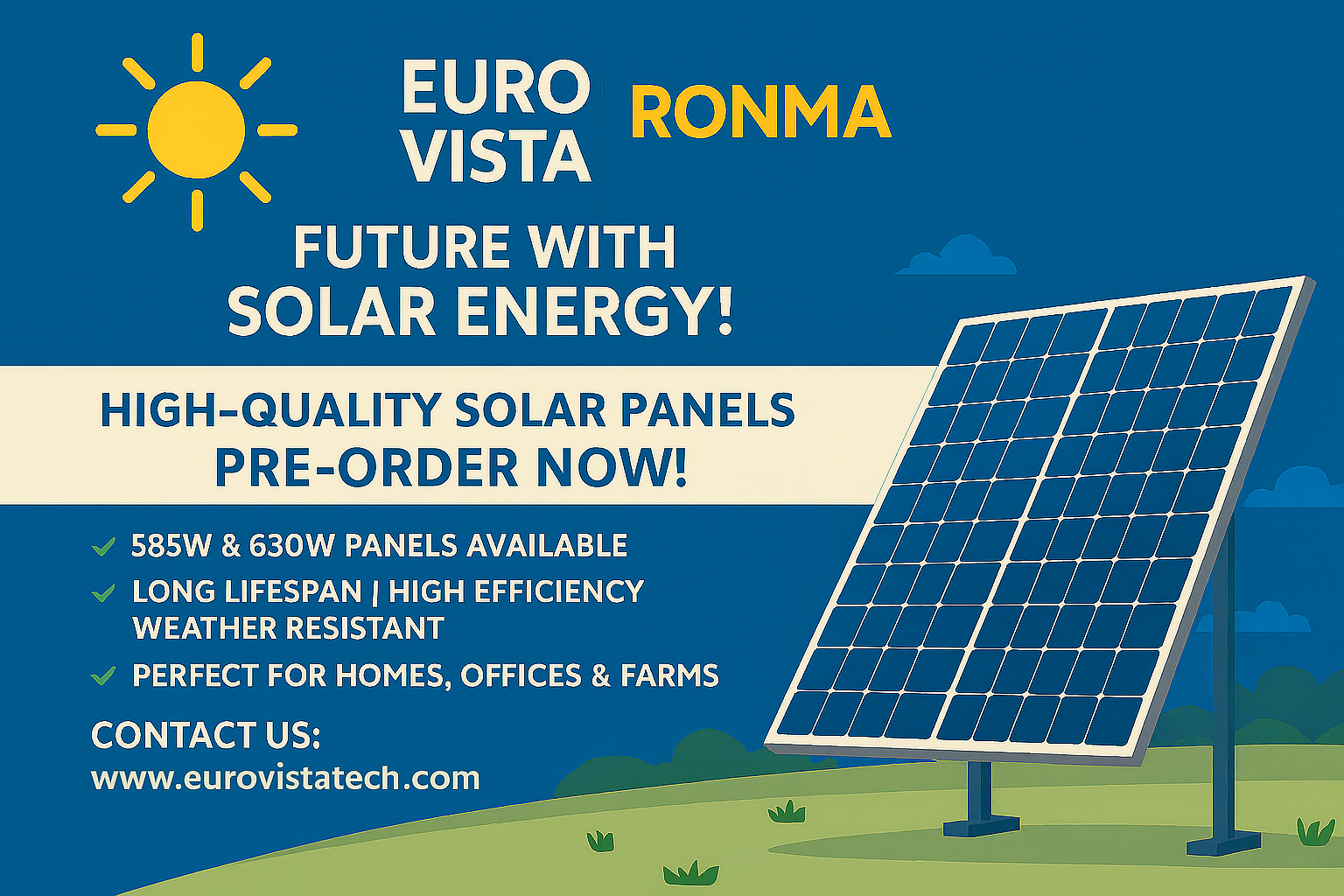 PRE-ORDER DISCOUNT!! Top Quality Solar Panel - 30-Yr Manufacturer Warranty, 585W and 630W