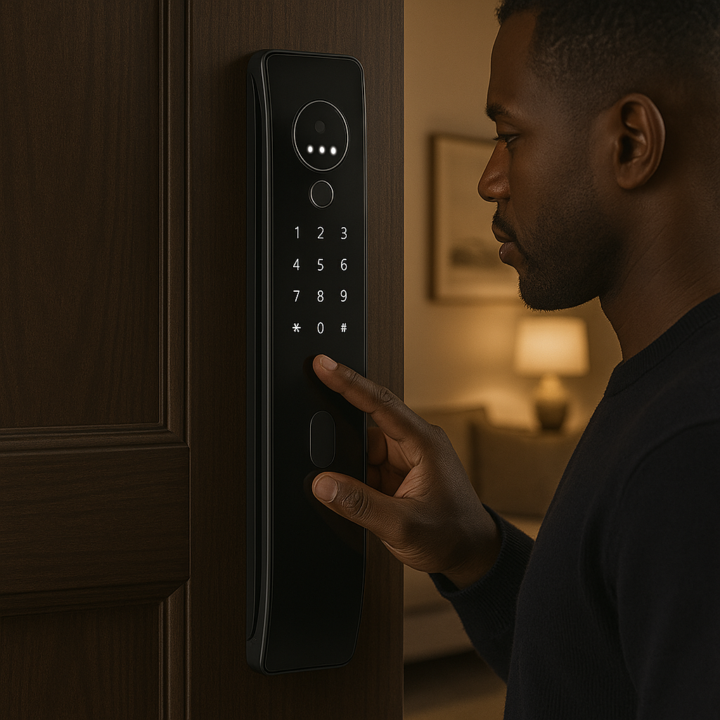 SUMMER SALE!! Smart Fingerprint & Face Recognition Door Lock – Keyless Security for Homes & Offices