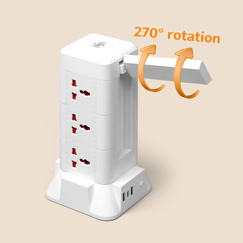 360° Rotating Power Strip Tower with USB Ports – Smart Charging Hub for Home & Office