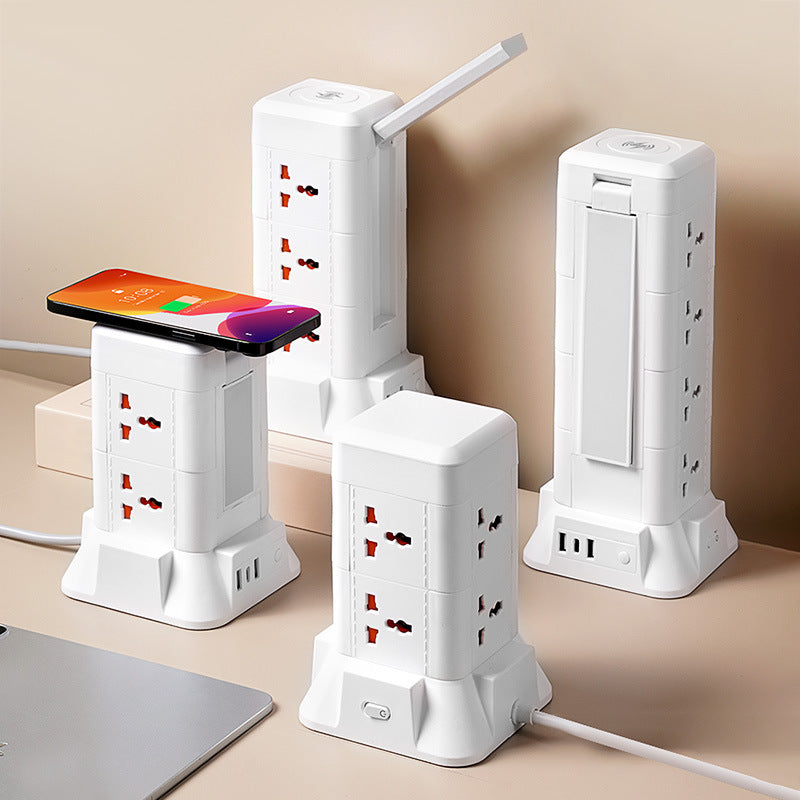360° Rotating Power Strip Tower with USB Ports – Smart Charging Hub for Home & Office