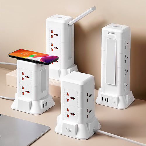 360° Rotating Power Strip Tower with USB Ports – Smart Charging Hub for Home & Office